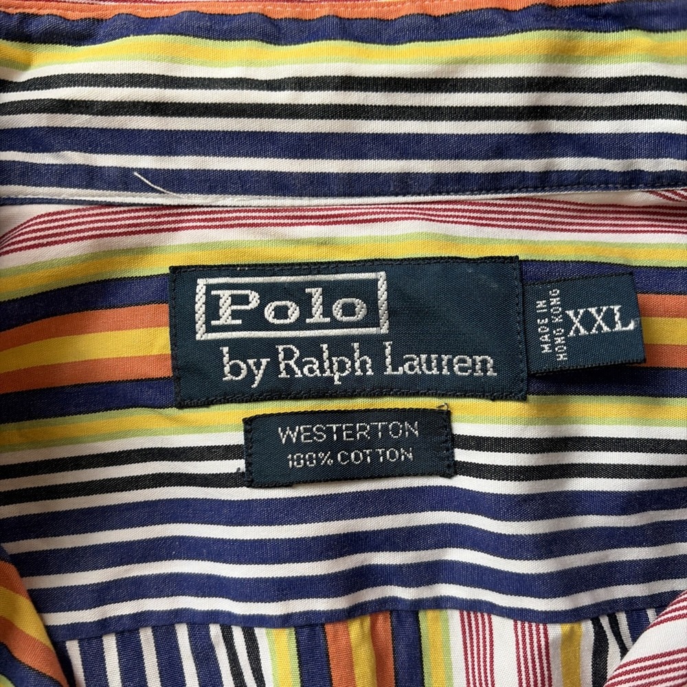 Polo Ralph Lauren Westerton Long Sleeve Cotton Shirt 2XL XXL Striped‎ Dandy - Picture 5 of 6